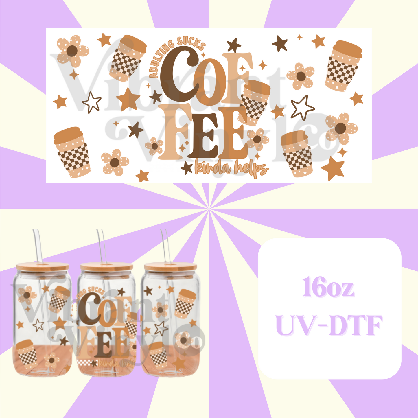 Coffee Helps Kinda 16oz UV DTF Wrap