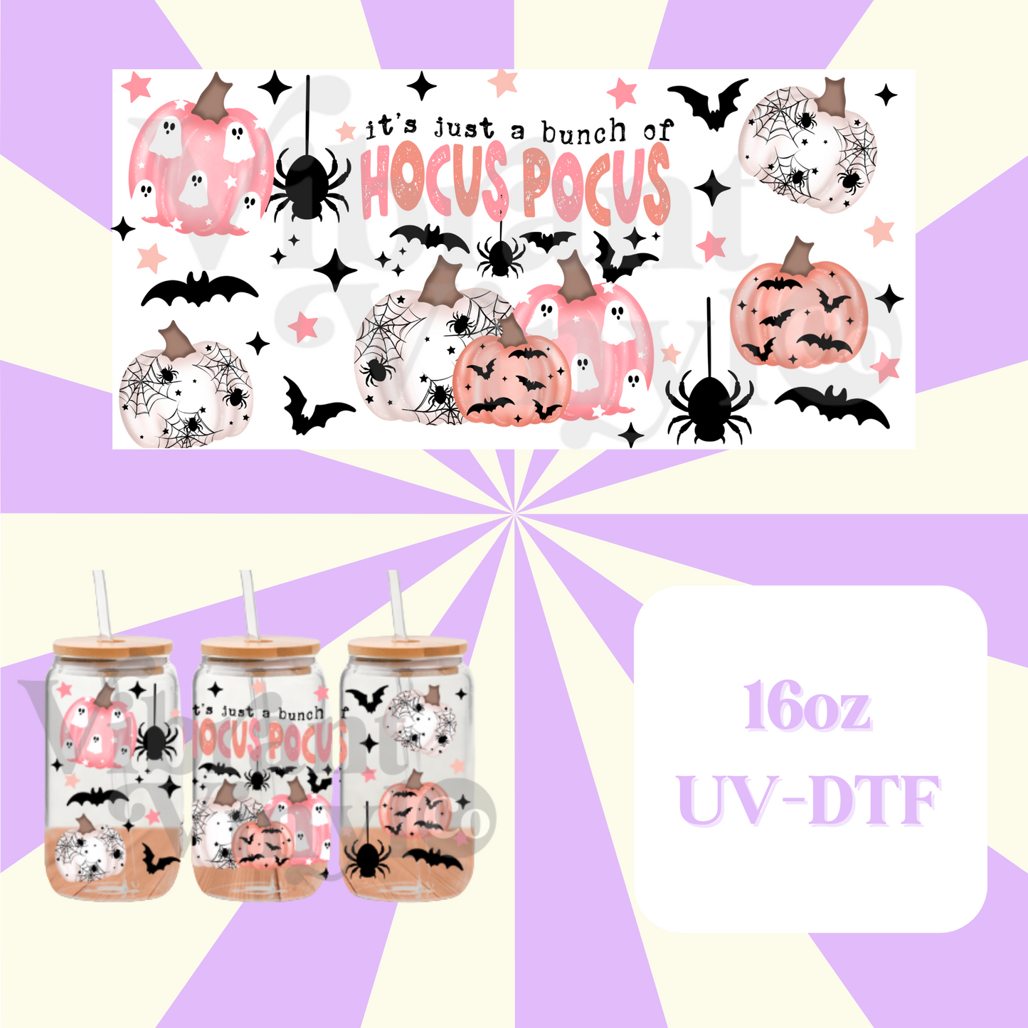 Hocus Pocus Pumpkins 16oz UV DTF Wrap