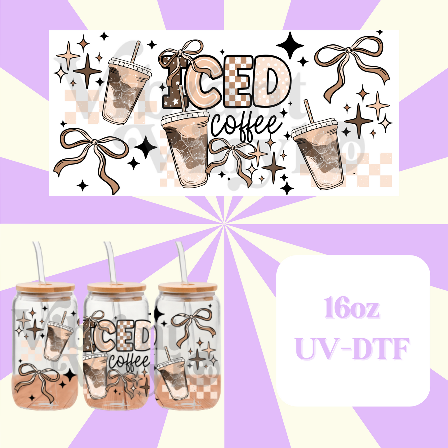 Iced Coffee 16oz UV DTF Wrap