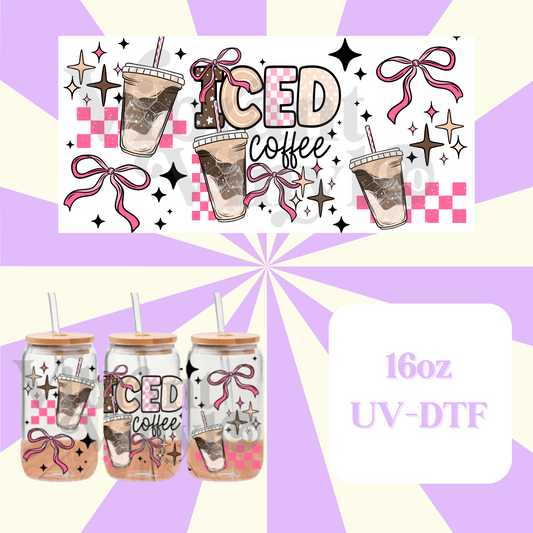 Pink Iced Coffee 16oz UV DTF Wrap