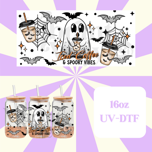 Iced Coffee Ghostie 16oz UV DTF Wrap