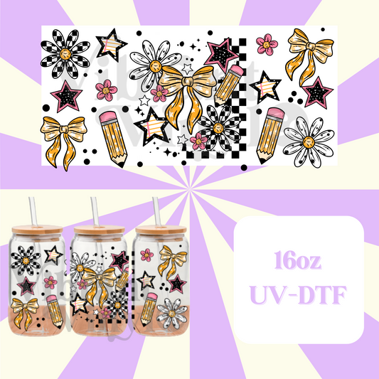 School Bow 16oz UV DTF Wrap