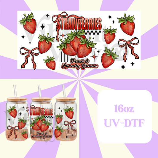 Strawberries 16oz UV DTF Wrap